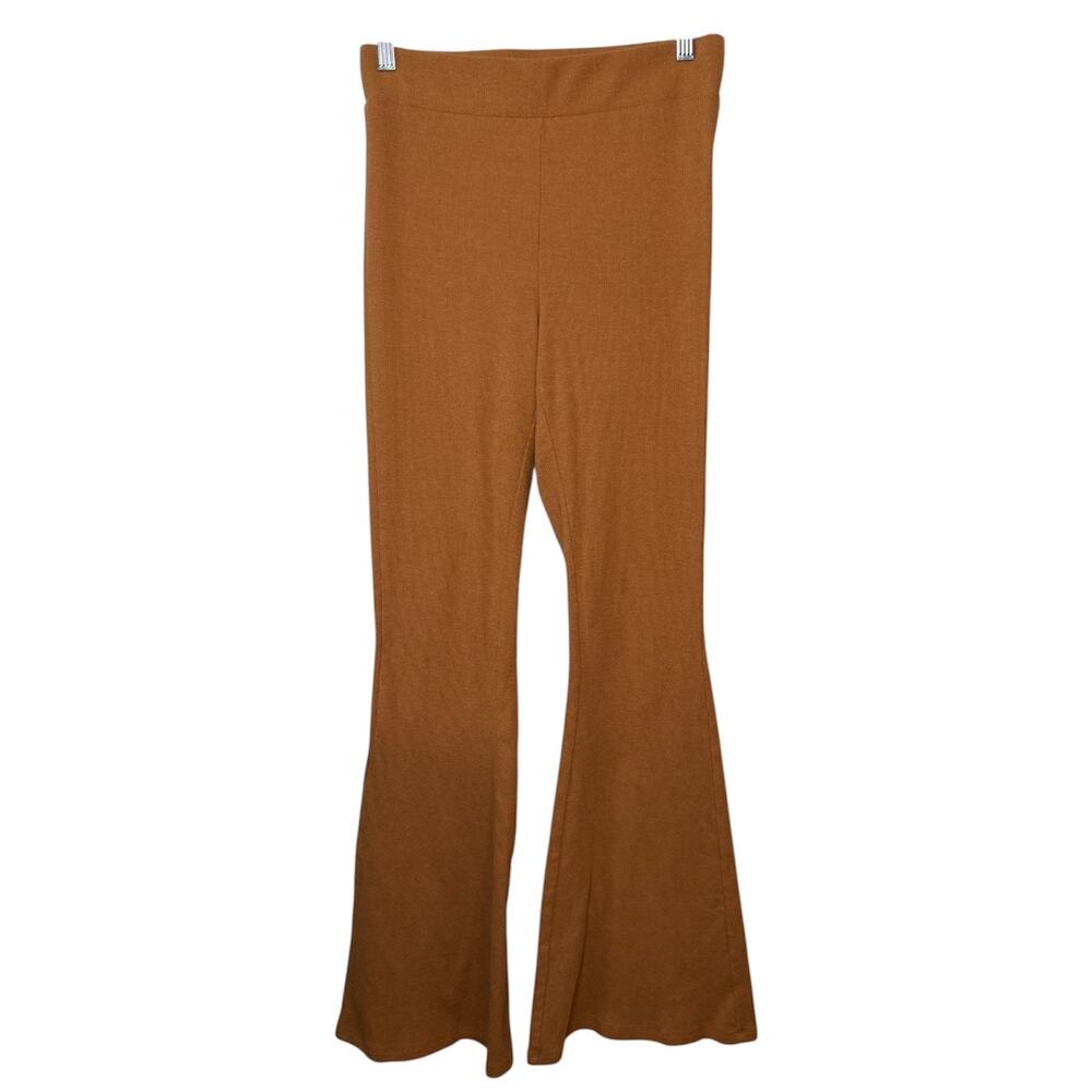 Aerie Ribbed Flare Leggings Pants Brown‎ High Rise Boho Retro Bell Bottom Sz S